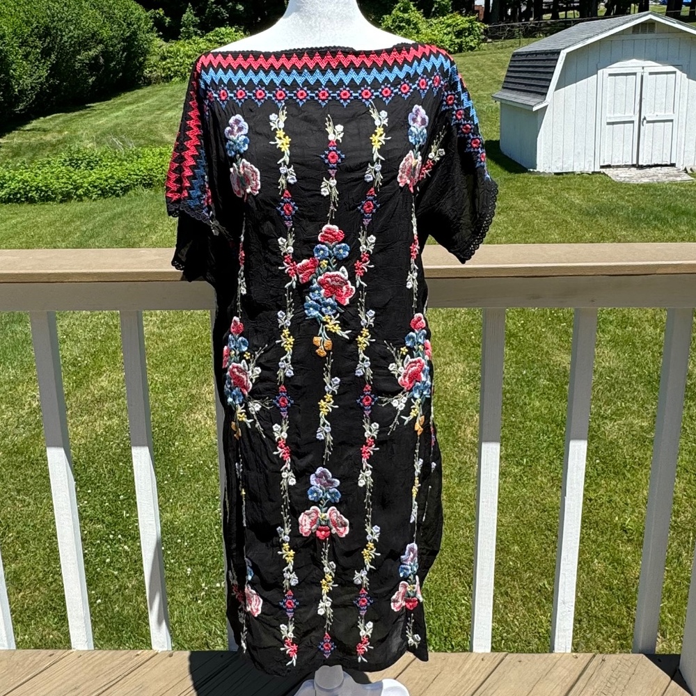 NWT JOHNNY WAS Large Embroidered Bennett Tunic Top Shirt New